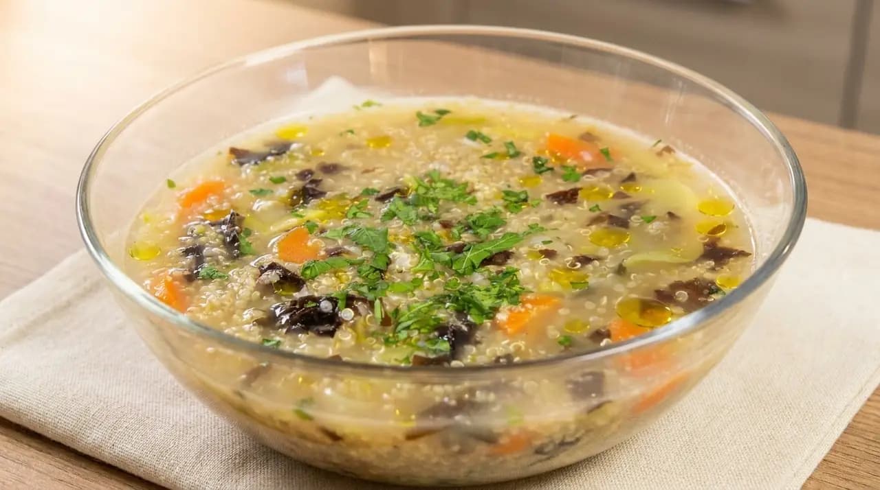 Rezept 52: Suppe mit Quinoa, Amaranth und Süßalge