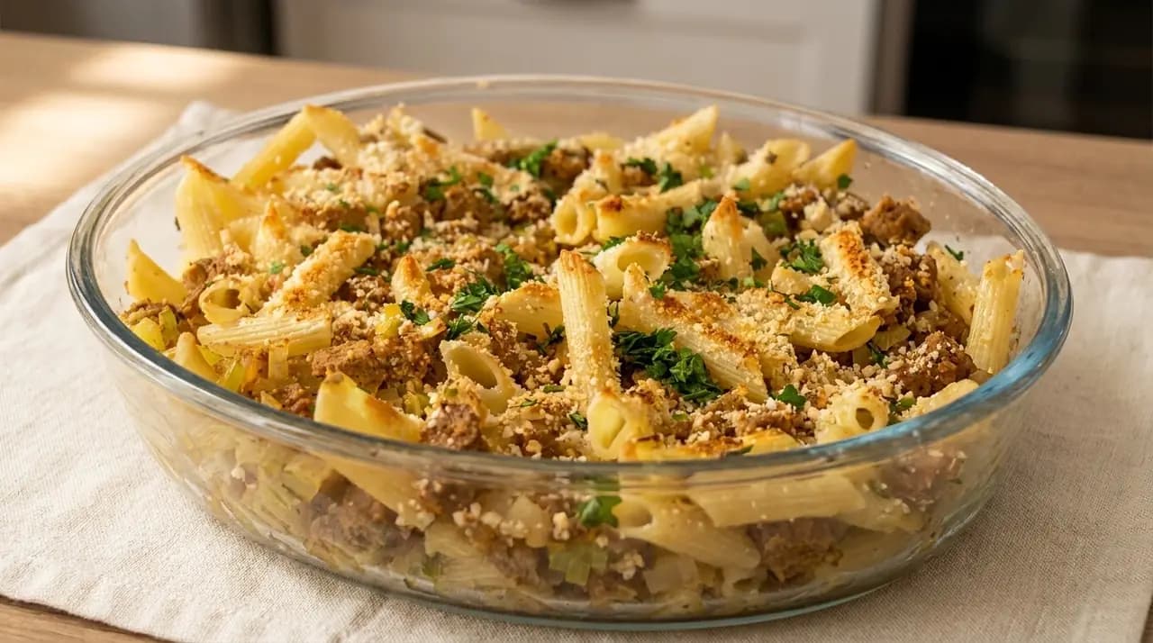 Rezept 74: Überbackene Makkaroni mit seitan