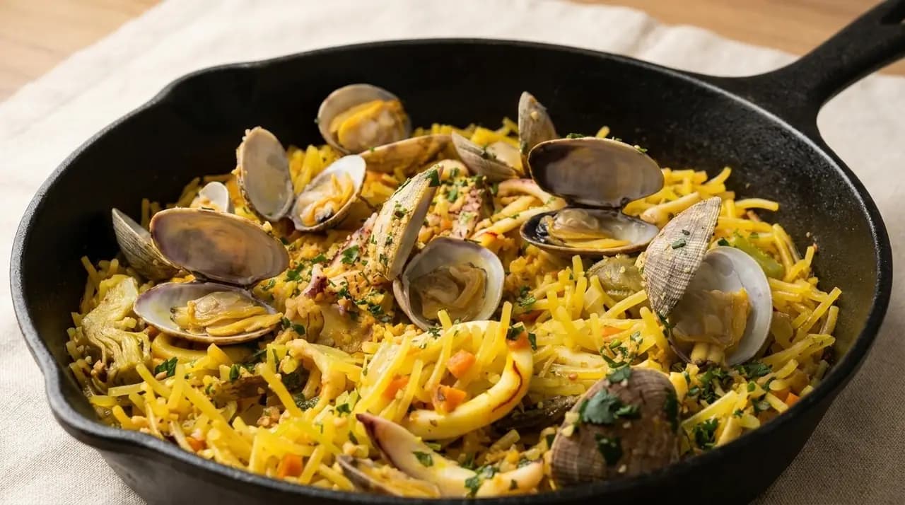 Receta 77: Fideos a la Cazuela con Frutos del Mar